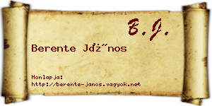 Berente János névjegykártya