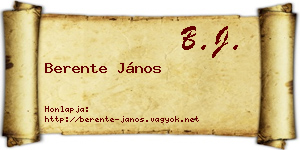Berente János névjegykártya